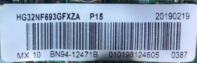 MAIN PARA TV SAMSUNG / NUMERO DE PARTE BN94-12471B / BN41-02612A / BN9412471B / 12471B / BN97-13516B / DISPLAY HV320FHB-N10 / MODELO HG32NF693GFXZA UA01 - Imagen 2
